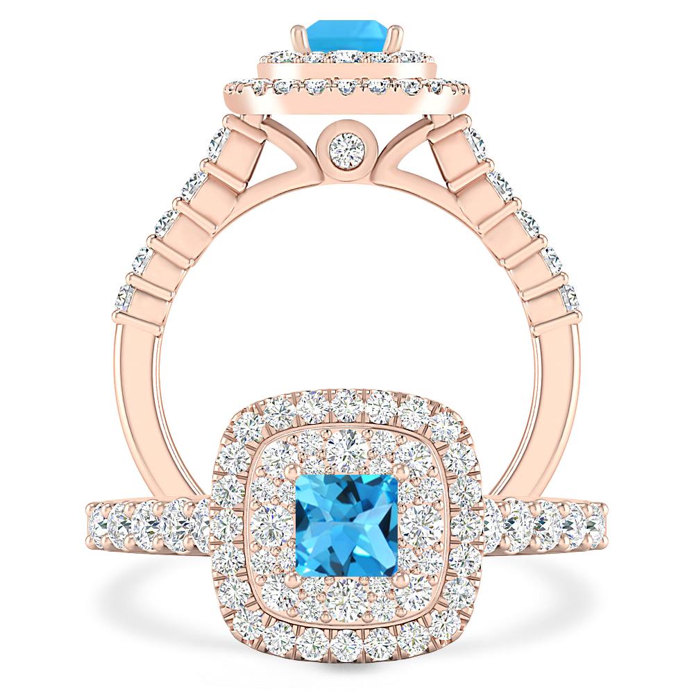 Rose Gold - Blue Topaz