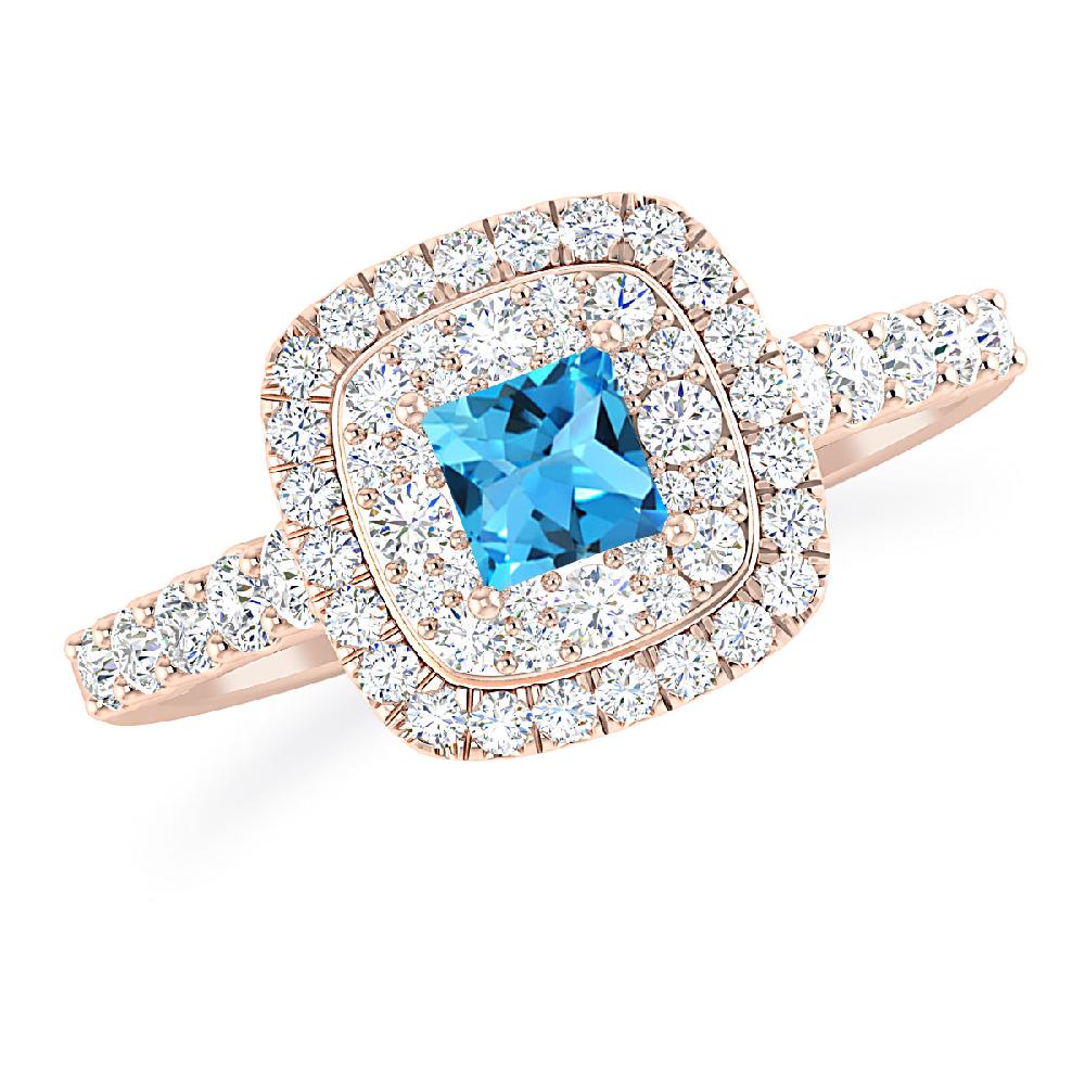 Rose Gold - Blue Topaz