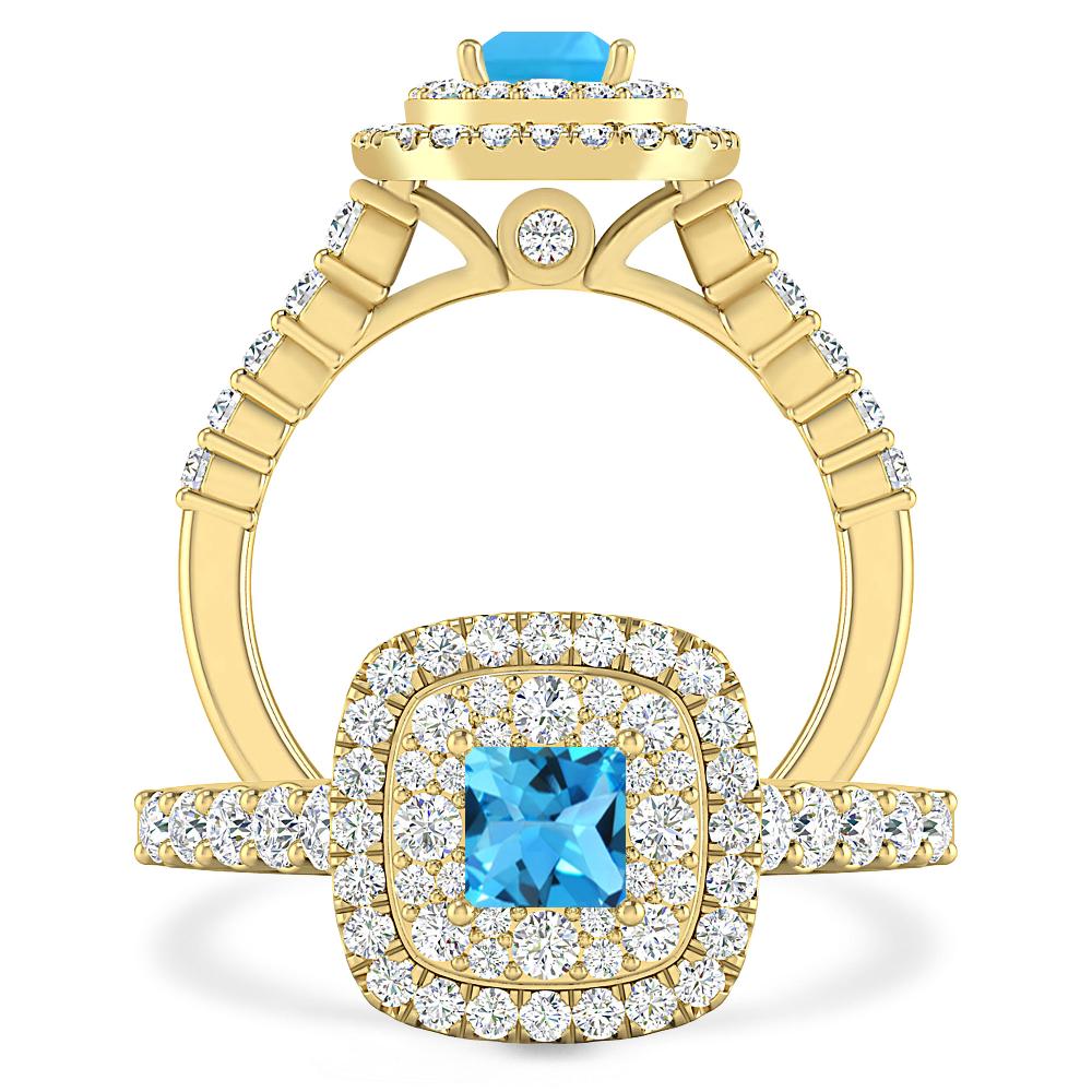 Yellow Gold - Blue Topaz