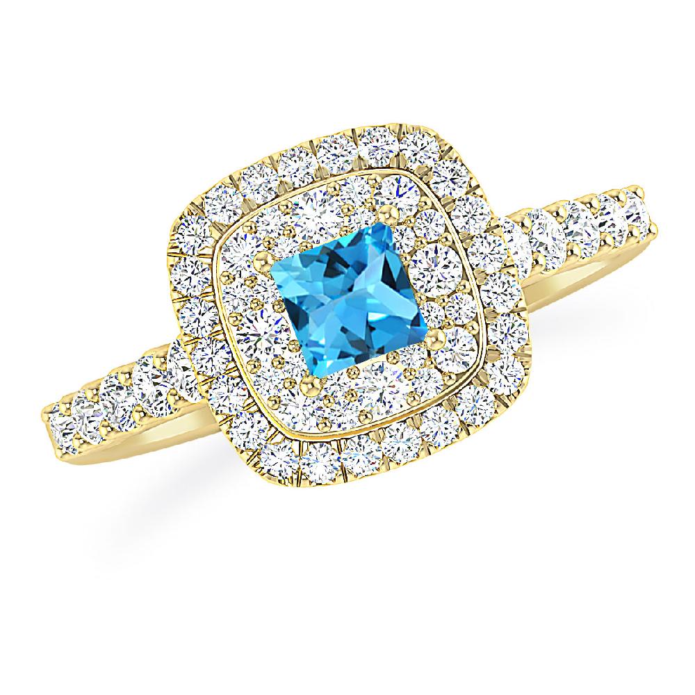 Yellow Gold - Blue Topaz
