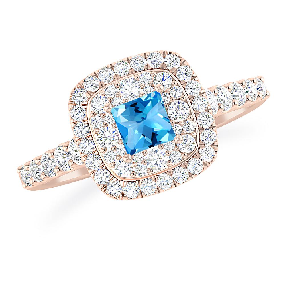 Rose Gold - Blue Topaz