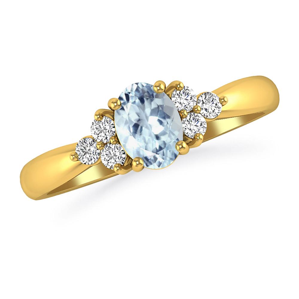 Yellow Gold - Aquamarine