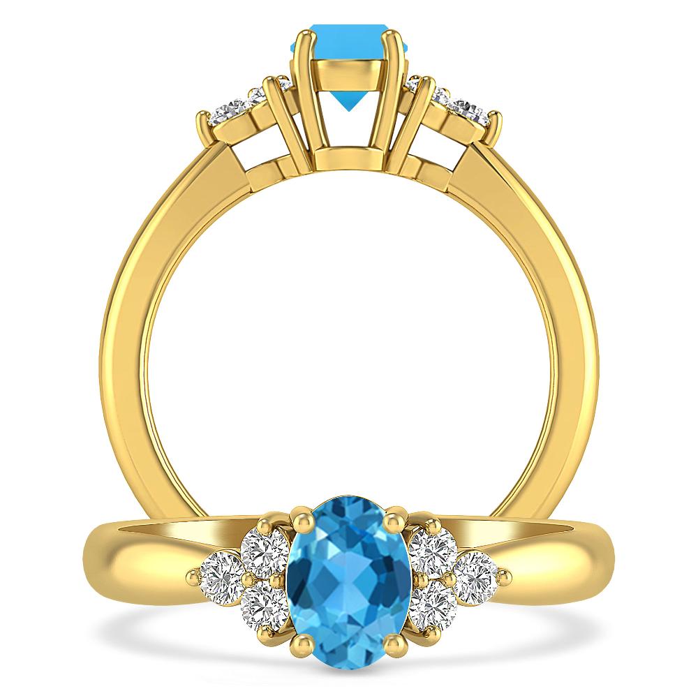 Yellow Gold - Blue Topaz