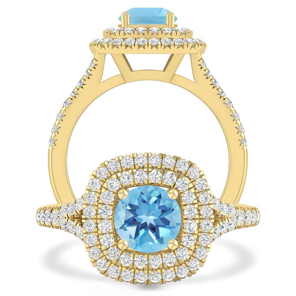 Yellow Gold - Blue Topaz