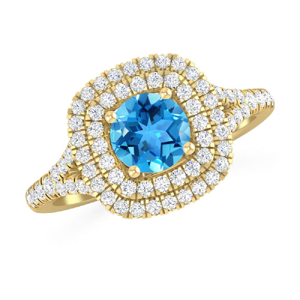 Yellow Gold - Blue Topaz