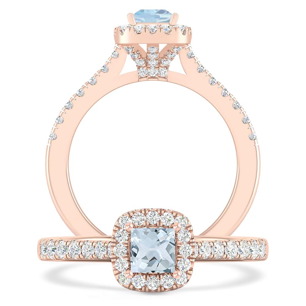 Rose Gold - Aquamarine