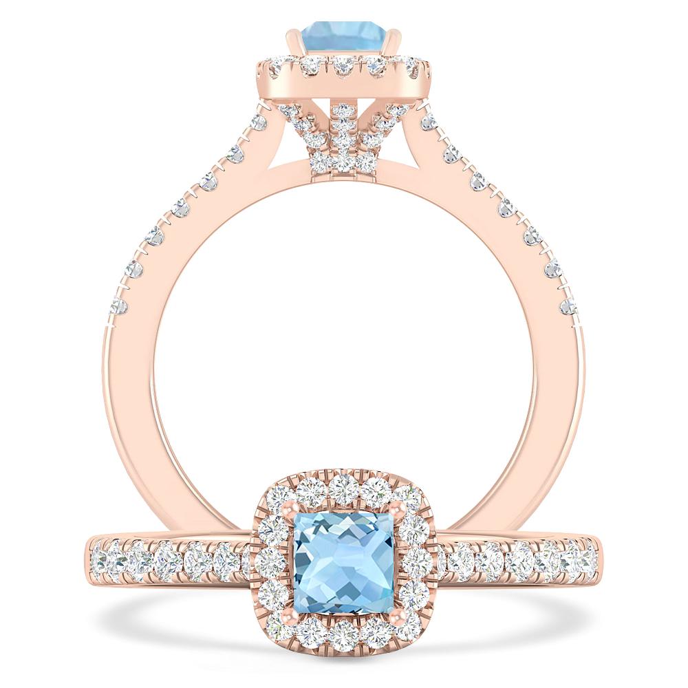 Rose Gold - Aquamarine