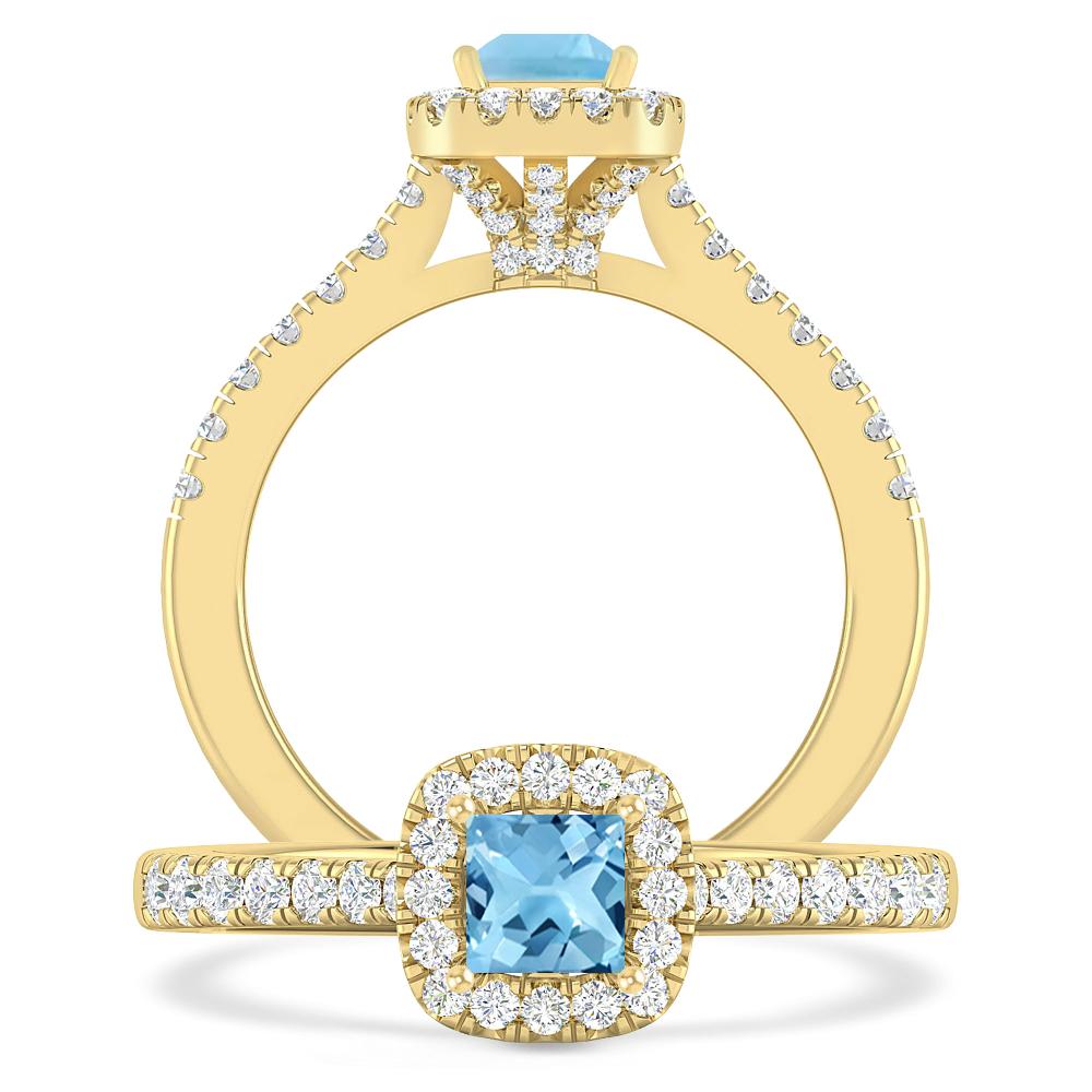 Yellow Gold - Blue Topaz