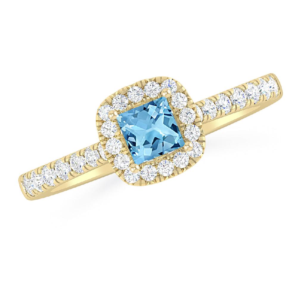 Yellow Gold - Blue Topaz