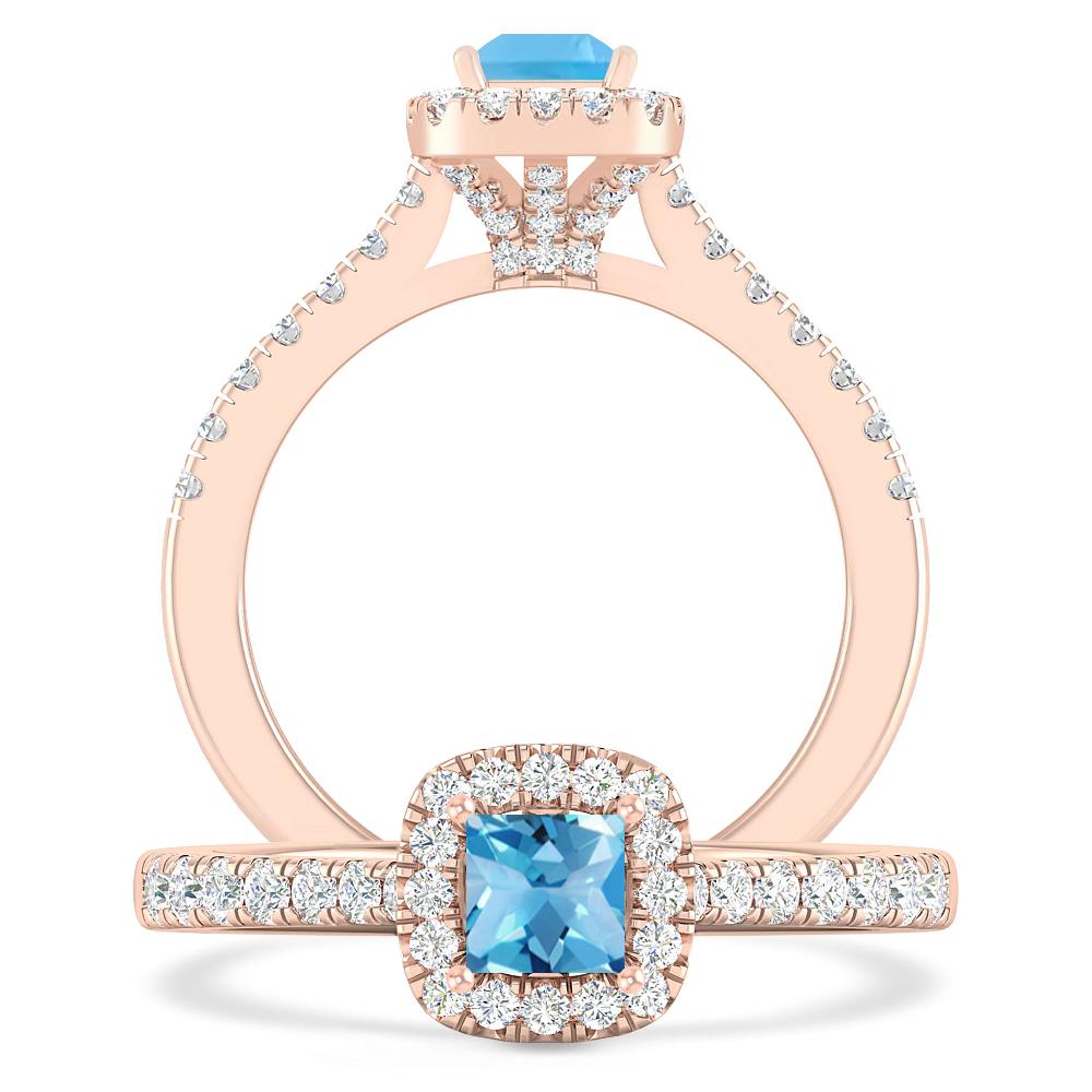 Rose Gold - Blue Topaz