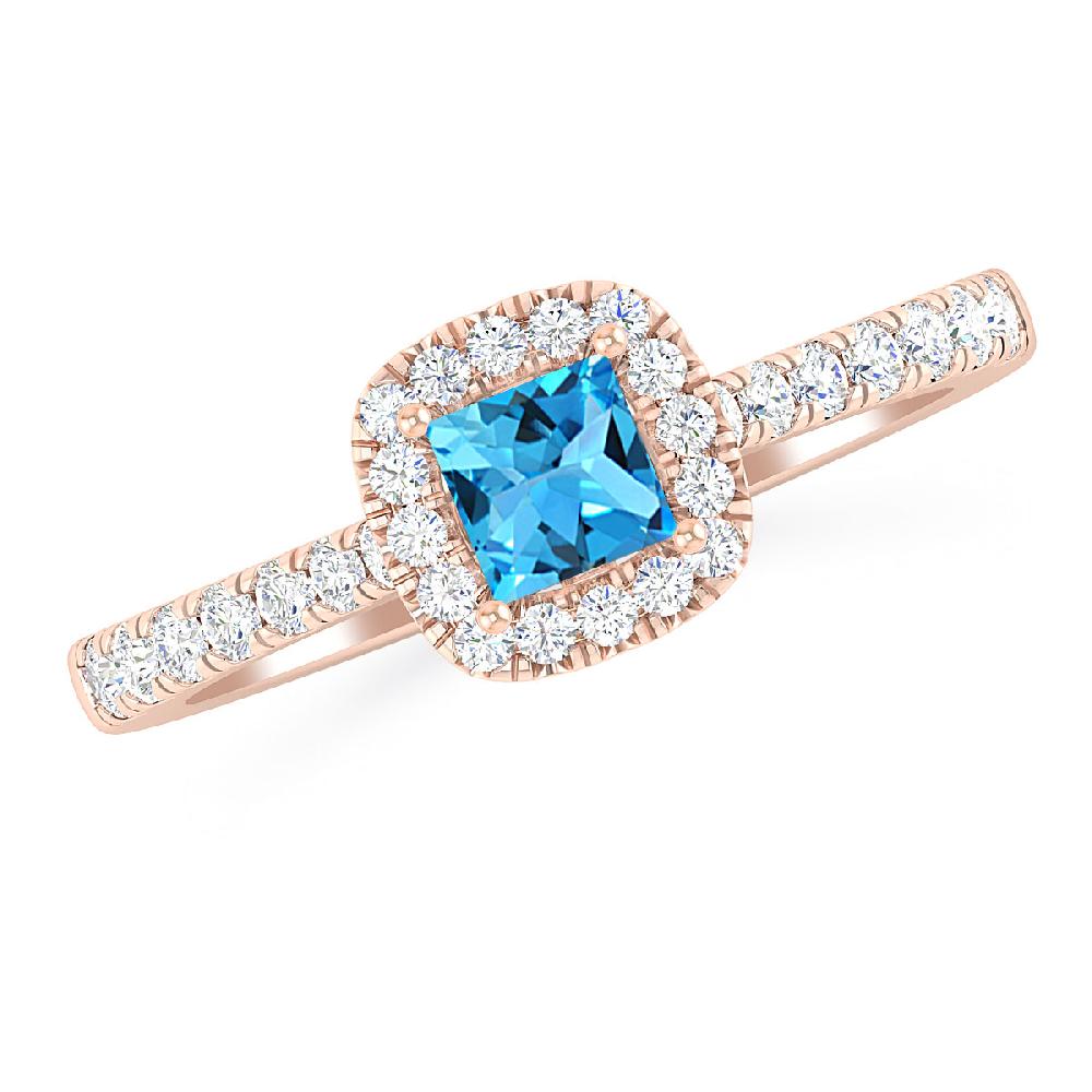 Rose Gold - Blue Topaz