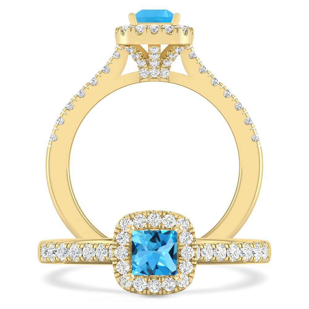 Yellow Gold - Blue Topaz