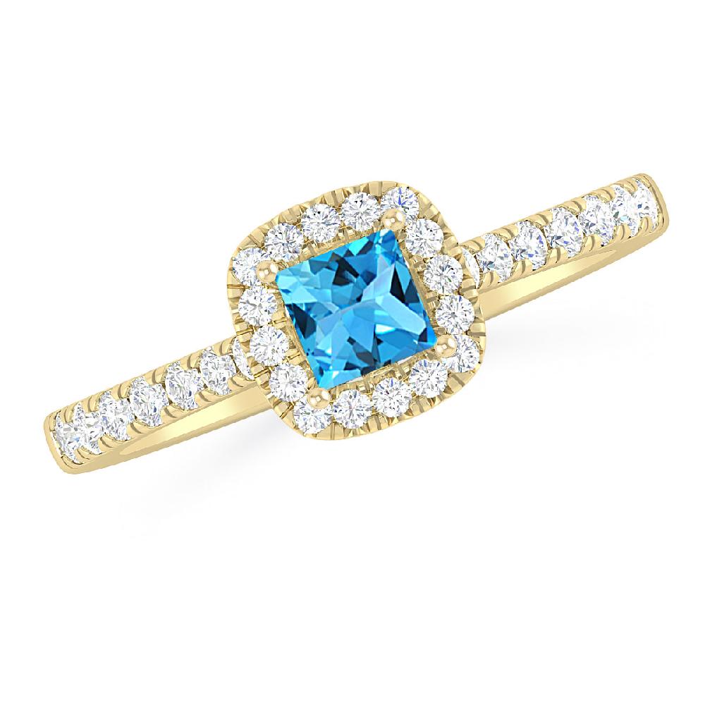 Yellow Gold - Blue Topaz