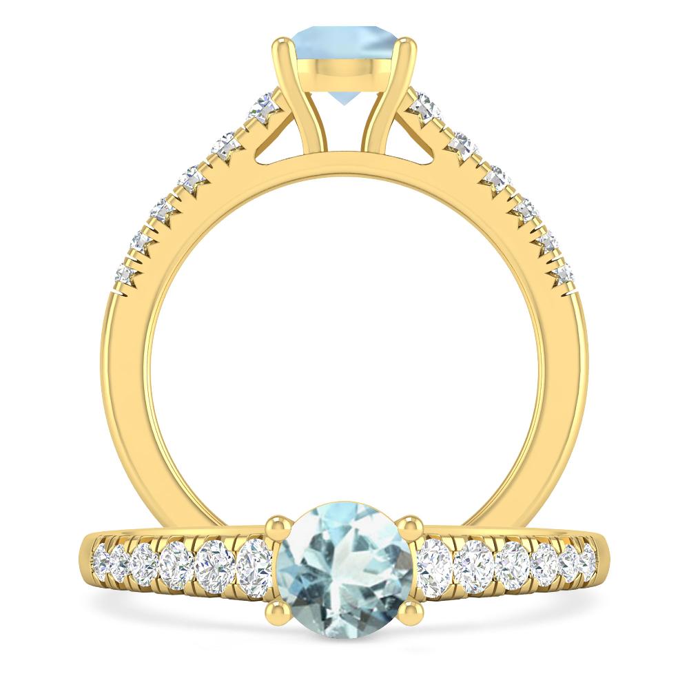 Yellow Gold - Aquamarine