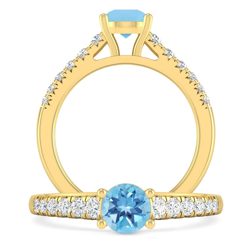 Yellow Gold - Blue Topaz