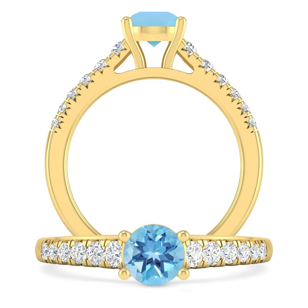 Yellow Gold - Blue Topaz
