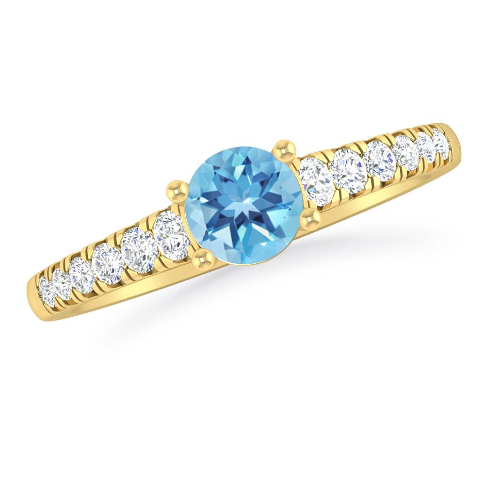 Yellow Gold - Blue Topaz