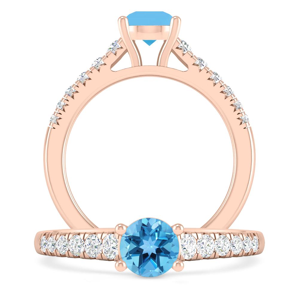 Rose Gold - Blue Topaz