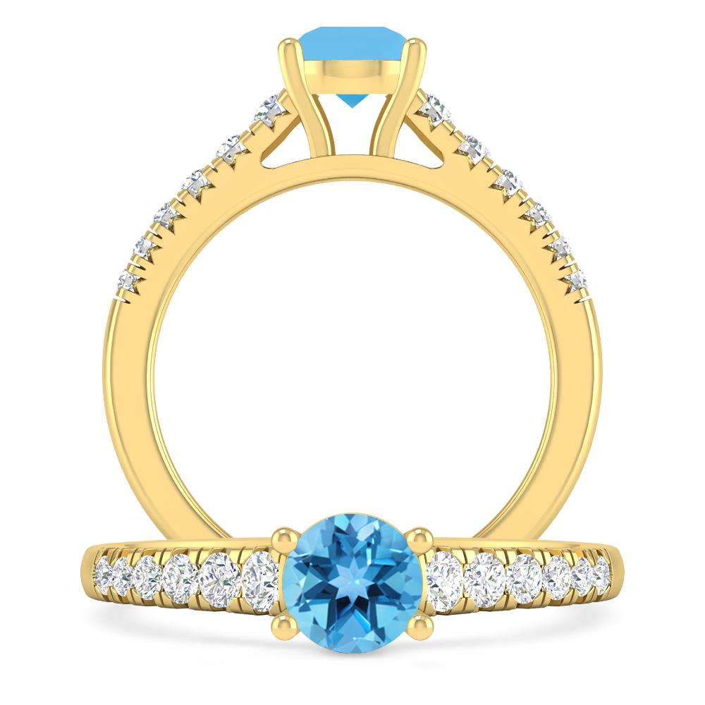 Yellow Gold - Blue Topaz