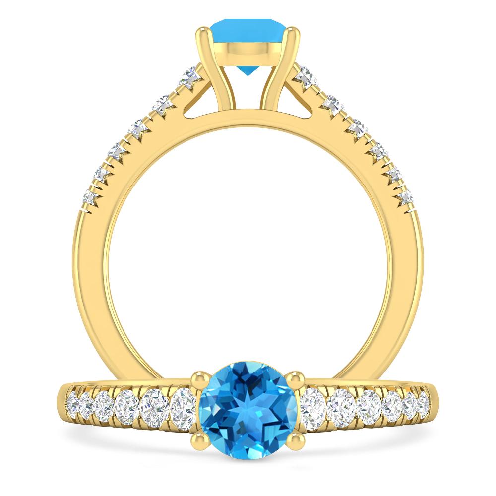 Yellow Gold - Blue Topaz