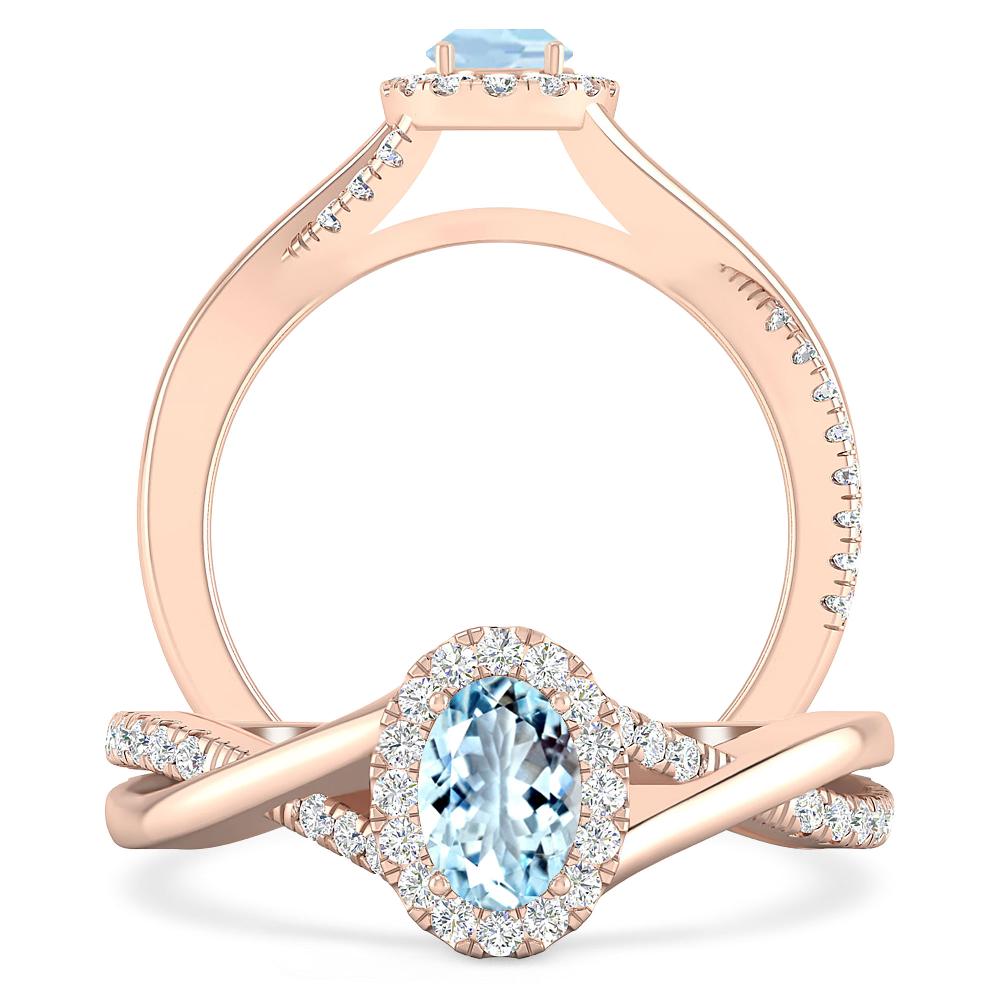 Rose Gold - Aquamarine