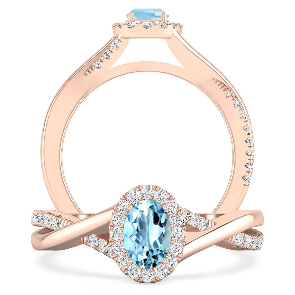 Rose Gold - Aquamarine