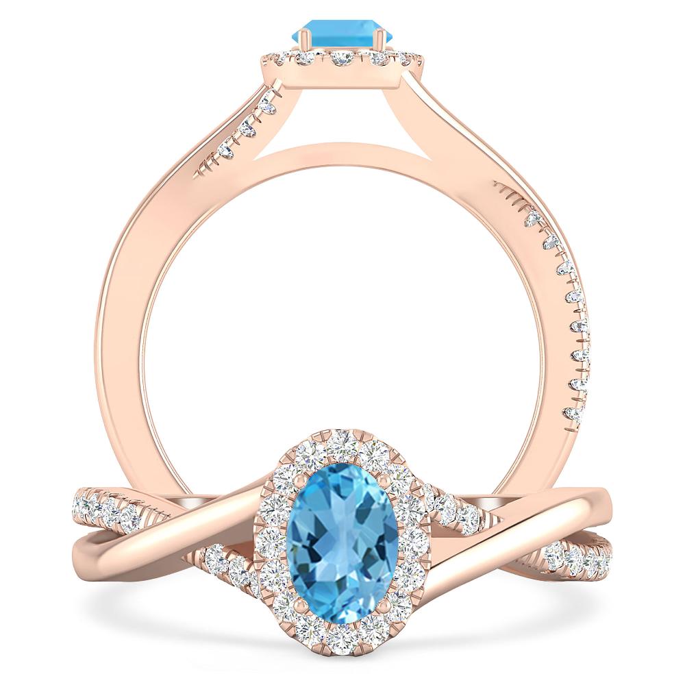 Rose Gold - Blue Topaz