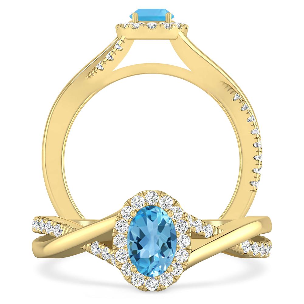 Yellow Gold - Blue Topaz