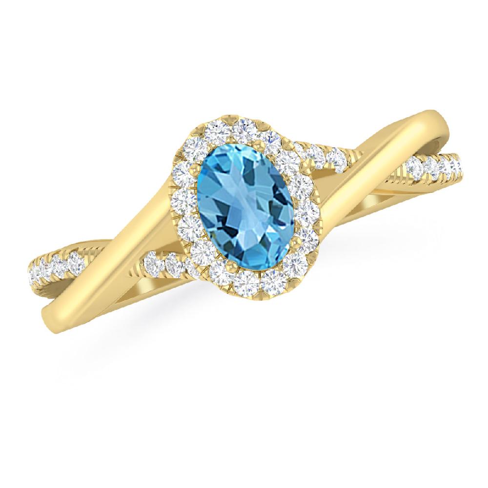 Yellow Gold - Blue Topaz