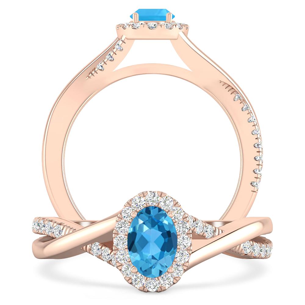 Rose Gold - Blue Topaz