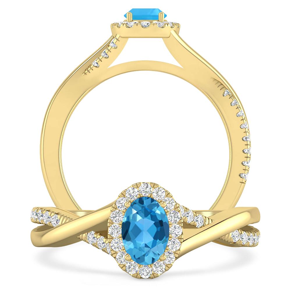 Yellow Gold - Blue Topaz