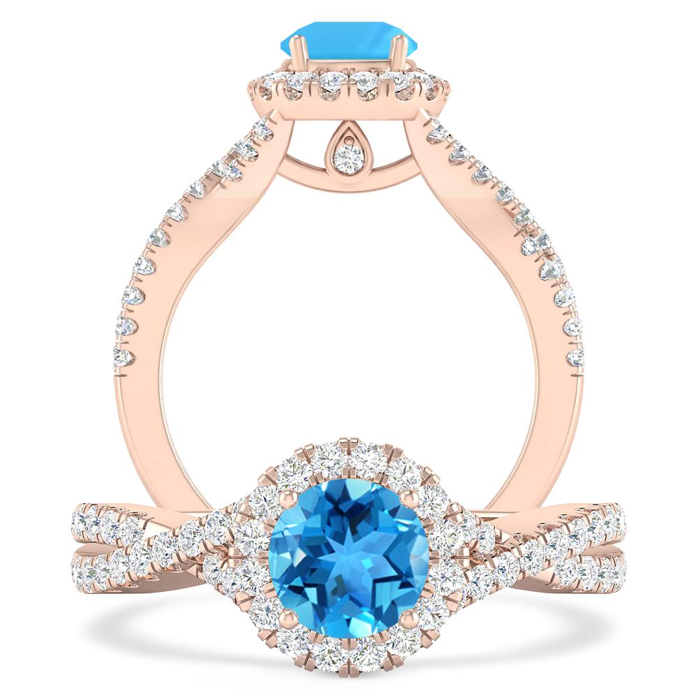 Rose Gold - Blue Topaz