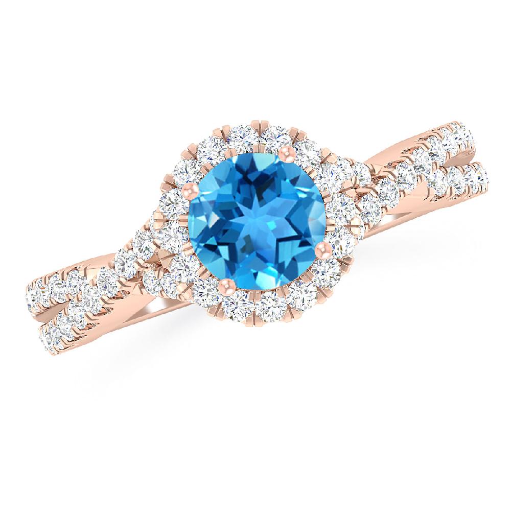 Rose Gold - Blue Topaz