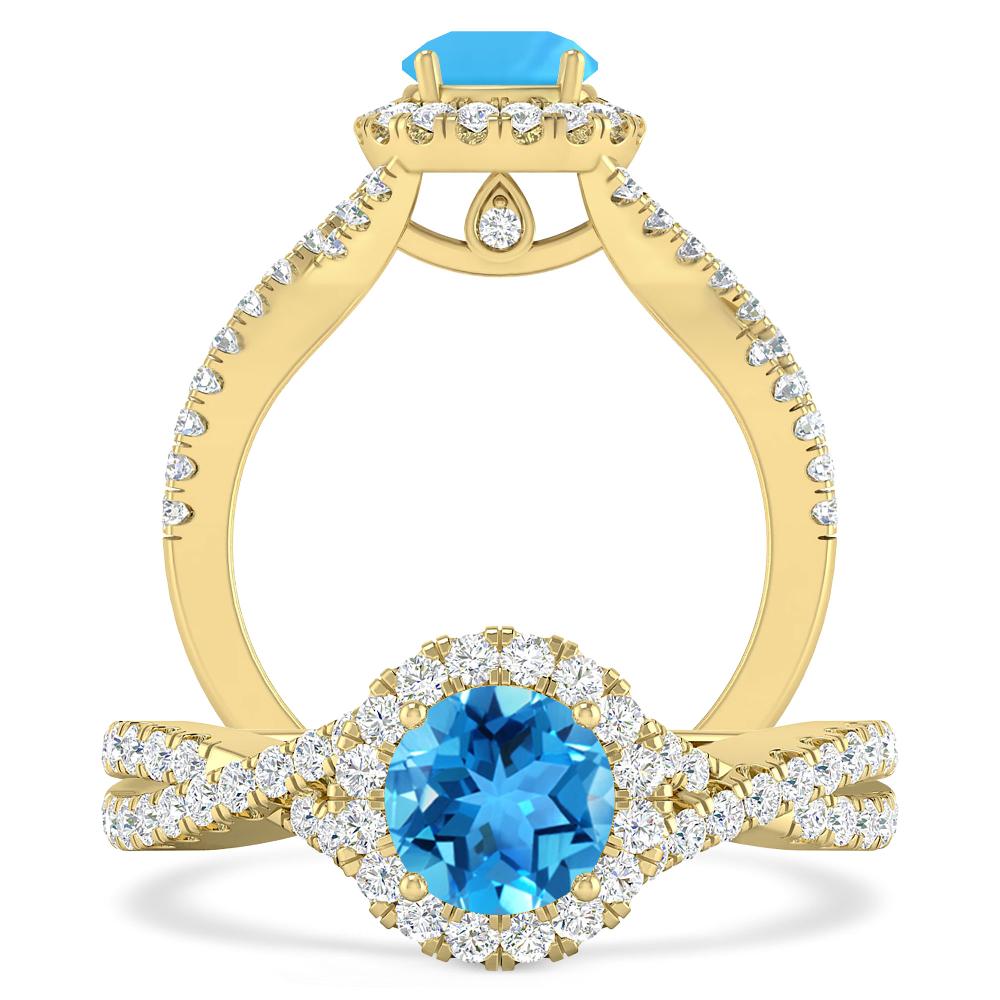 Yellow Gold - Blue Topaz