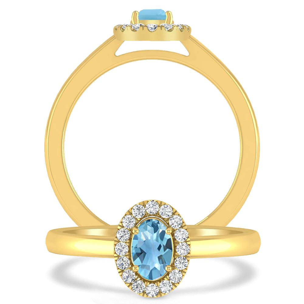 Yellow Gold - Blue Topaz