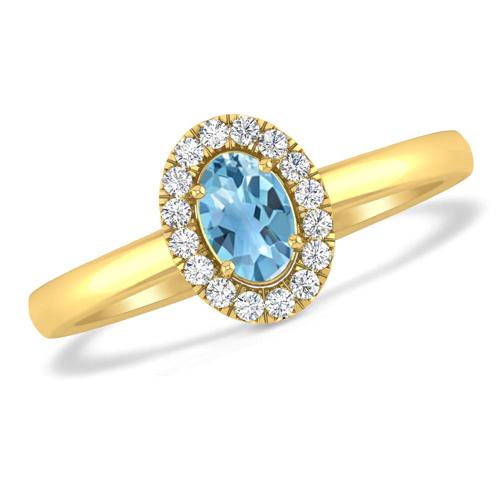 Yellow Gold - Blue Topaz