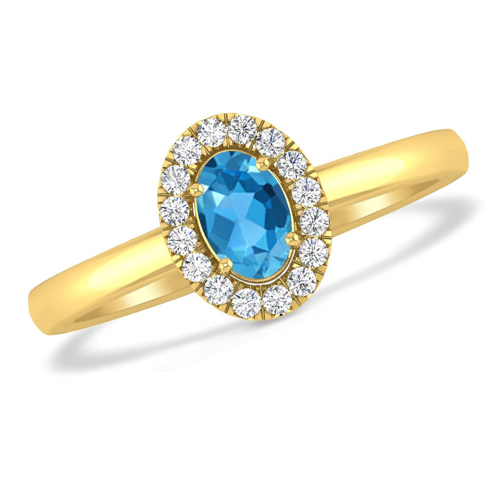 Yellow Gold - Blue Topaz