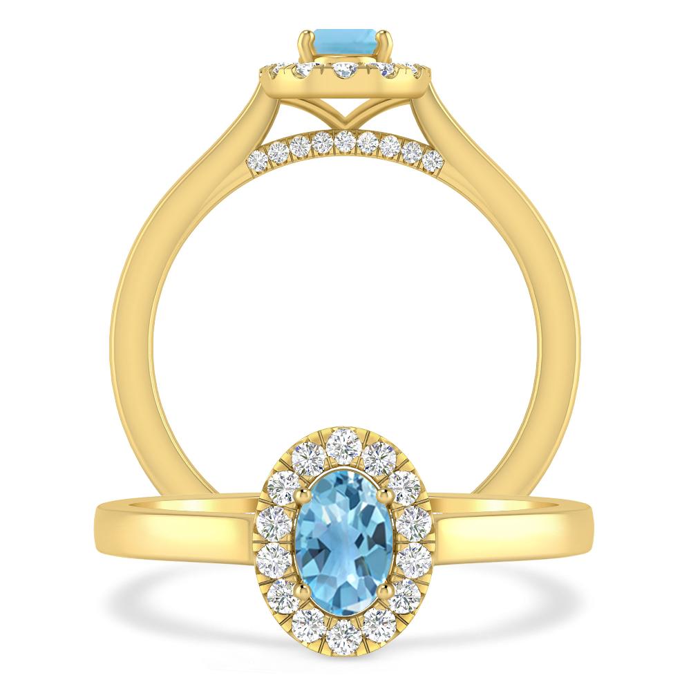 Yellow Gold - Blue Topaz