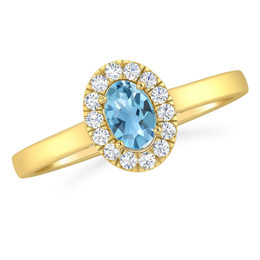 Yellow Gold - Blue Topaz