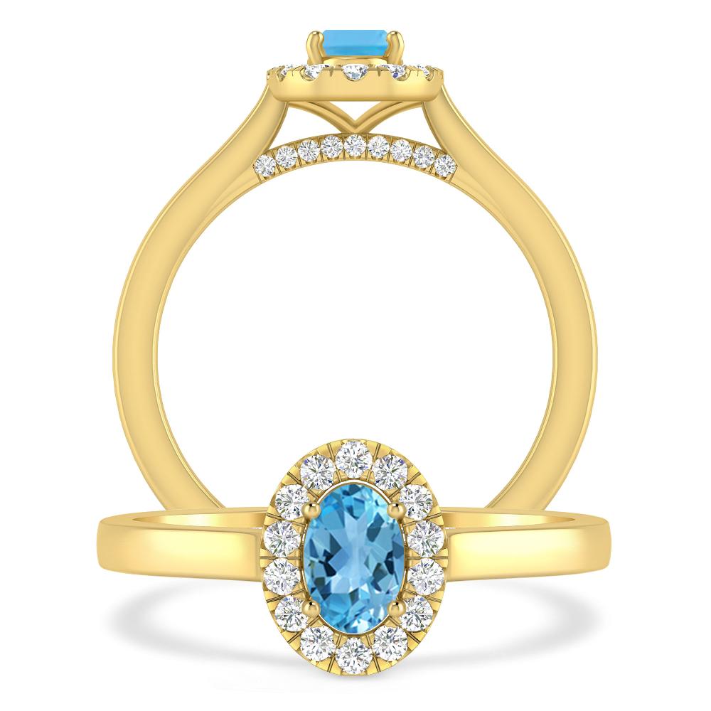 Yellow Gold - Blue Topaz