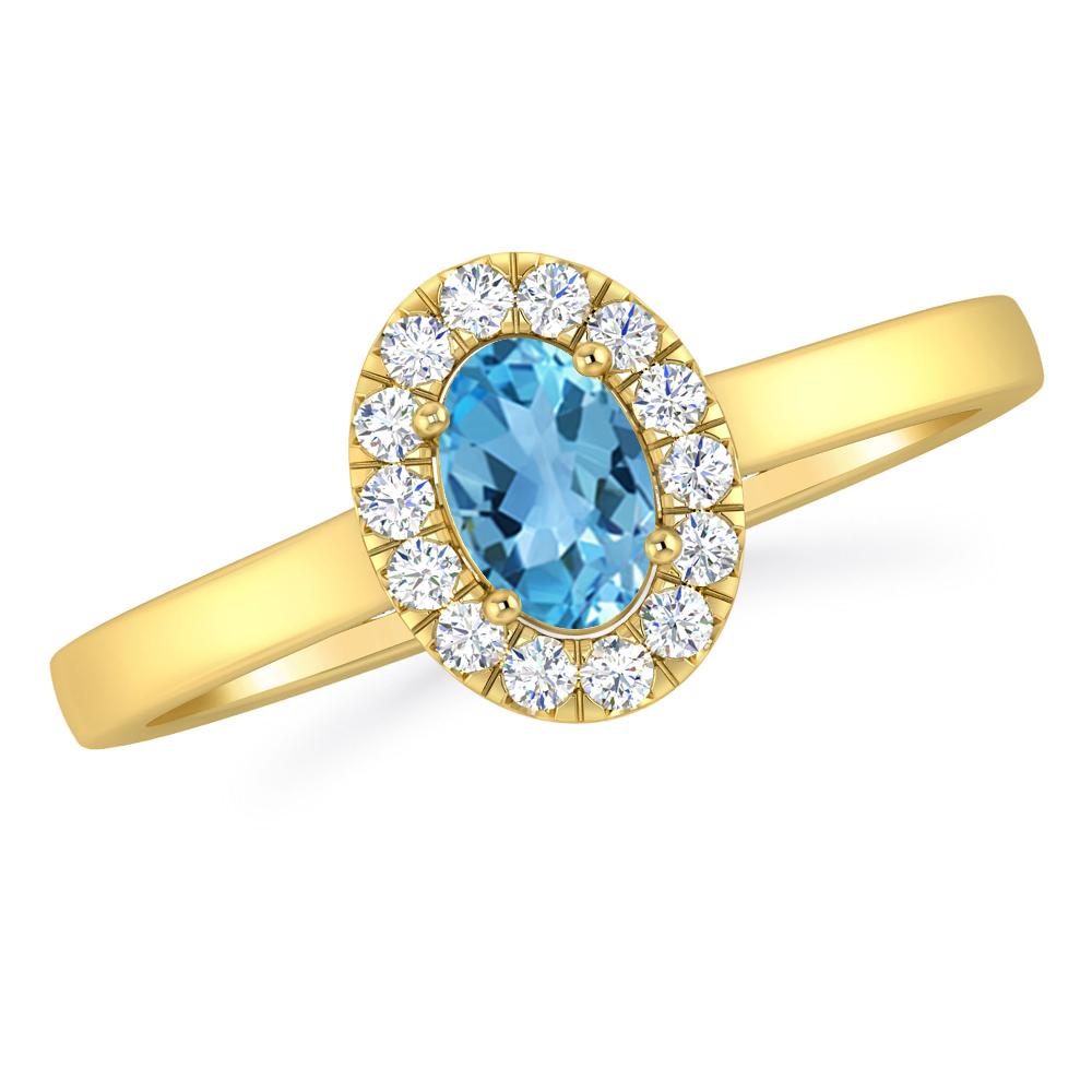 Yellow Gold - Blue Topaz