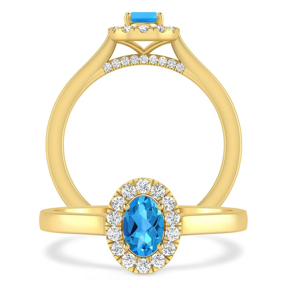 Yellow Gold - Blue Topaz