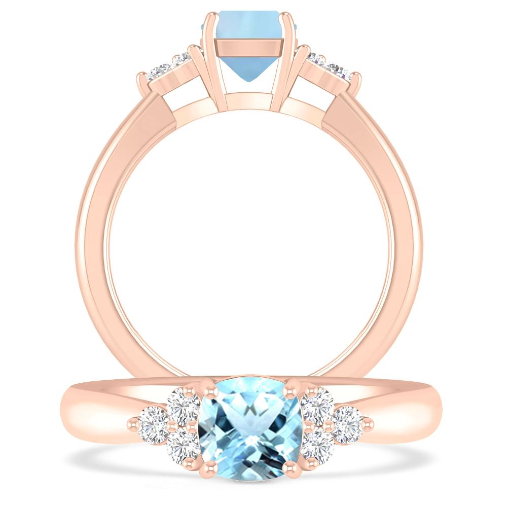 Rose Gold - Aquamarine