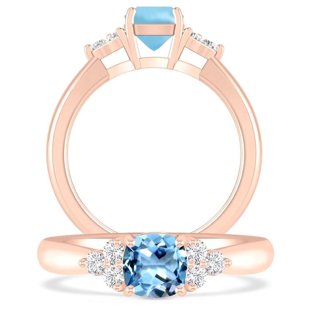 Rose Gold - Aquamarine
