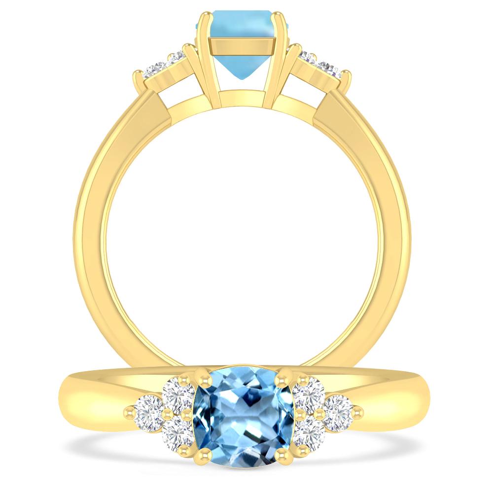 Yellow Gold - Aquamarine