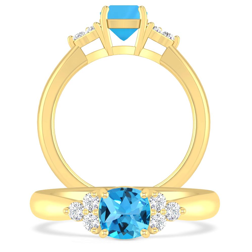 Yellow Gold - Blue Topaz