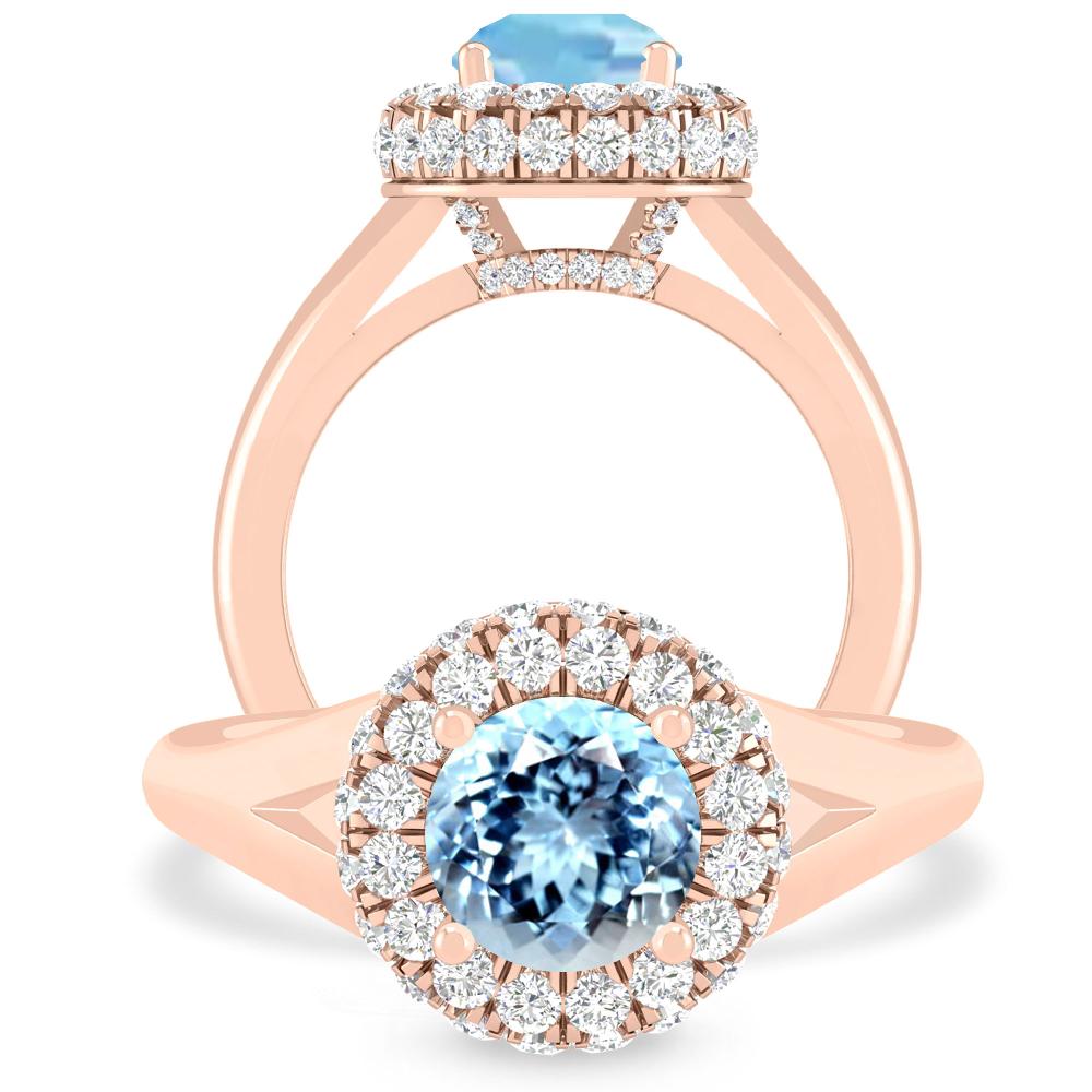 Rose Gold - Aquamarine