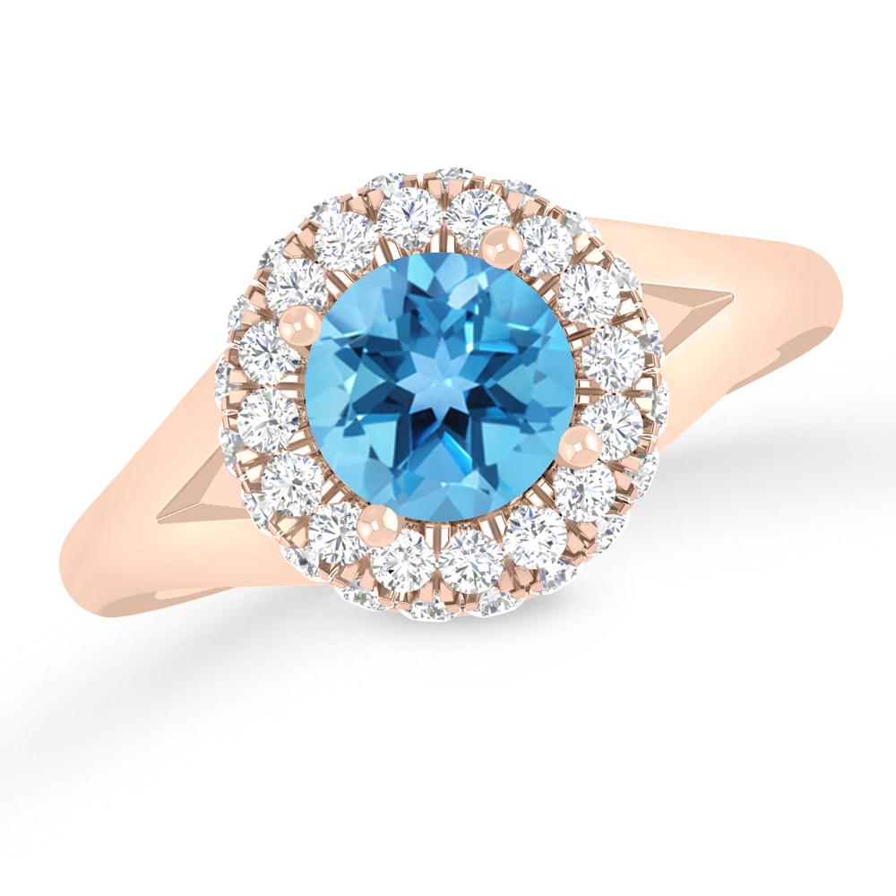 Rose Gold - Blue Topaz