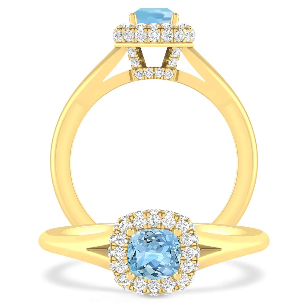 Yellow Gold - Aquamarine