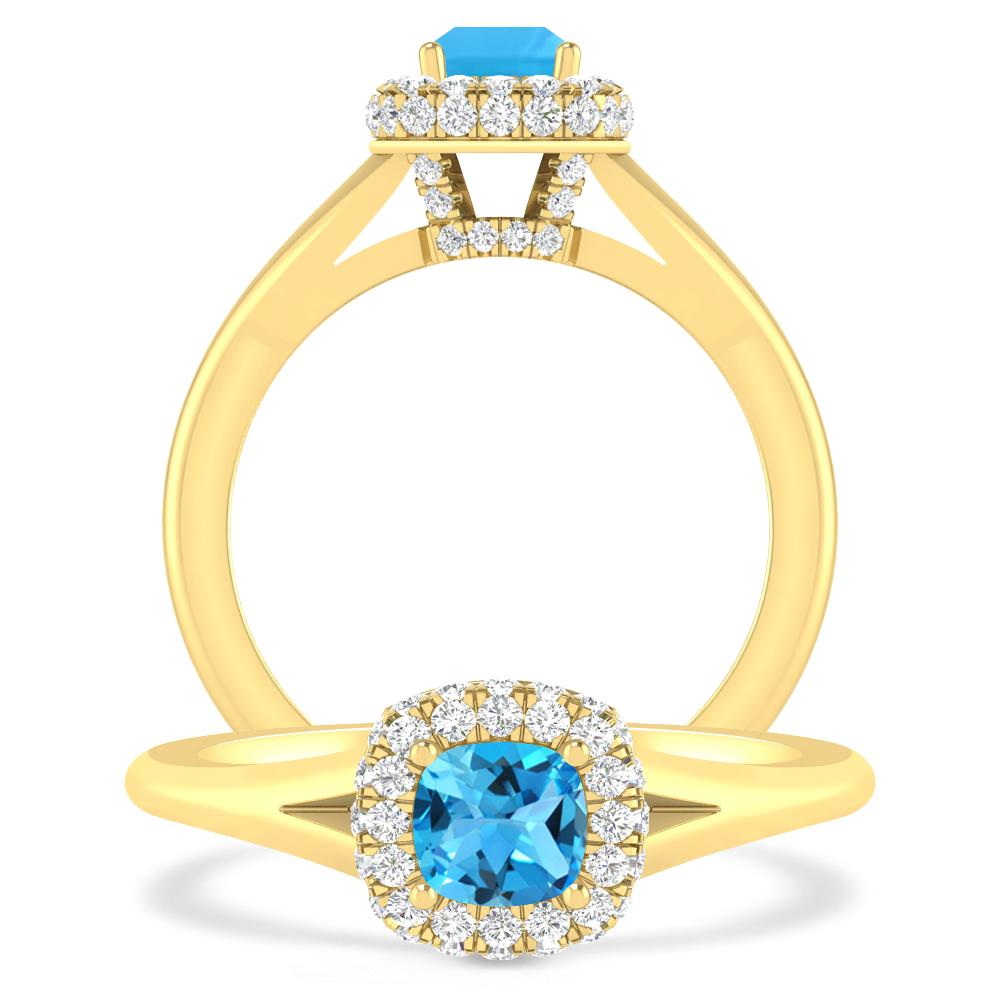 Yellow Gold - Blue Topaz